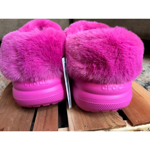 Crocs Classic Fur Sure Crush Clog With Faux Fur Lining Pink Unisex Size  W11 M9 - Picture 4 of 7